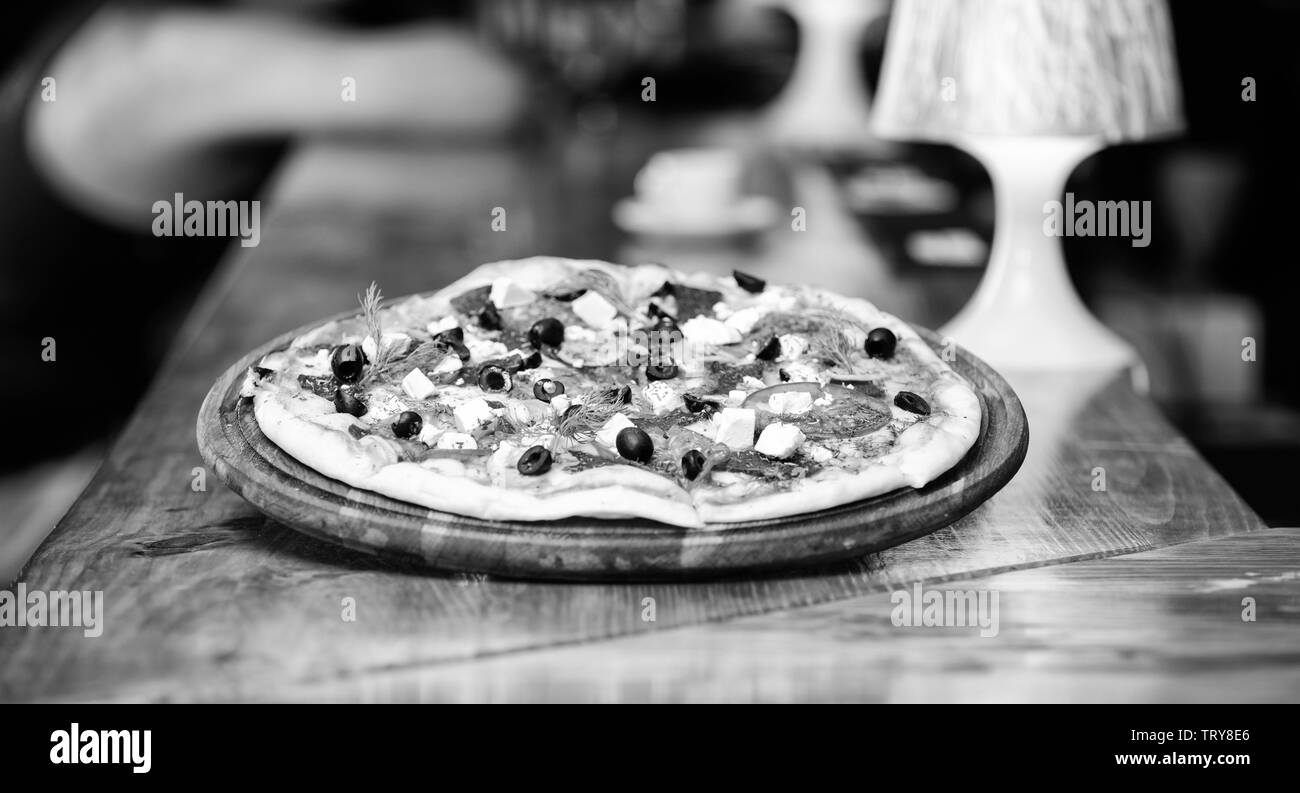 Pizzeria restaurant. Italian pizza concept. Delicious hot pizza on ...