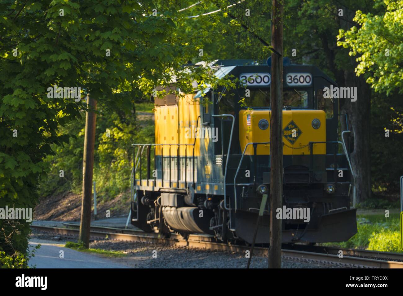 Cornwall, Connecticut, USA A locomotive from the Housatonic Railroad on ...