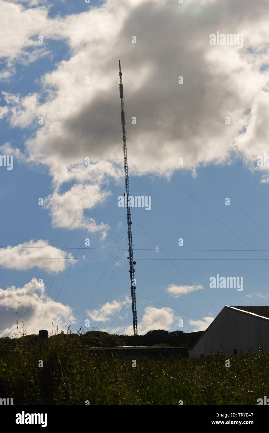 Communications mast in Afonwen, North Wales UK Stock Photo - Alamy