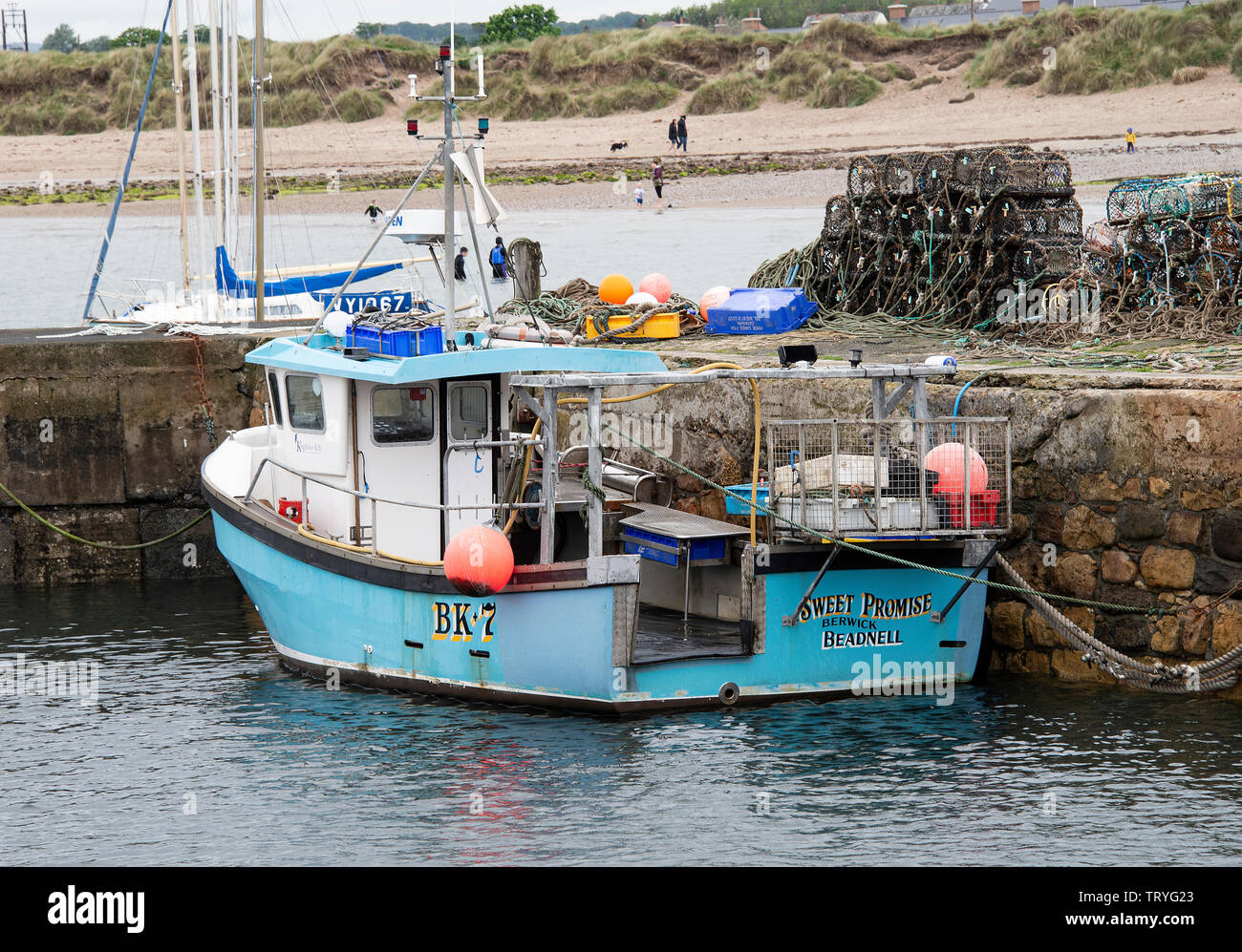 Inshore Fishing Boat in Harbour at Beadnell on the Northumberland Coast ...