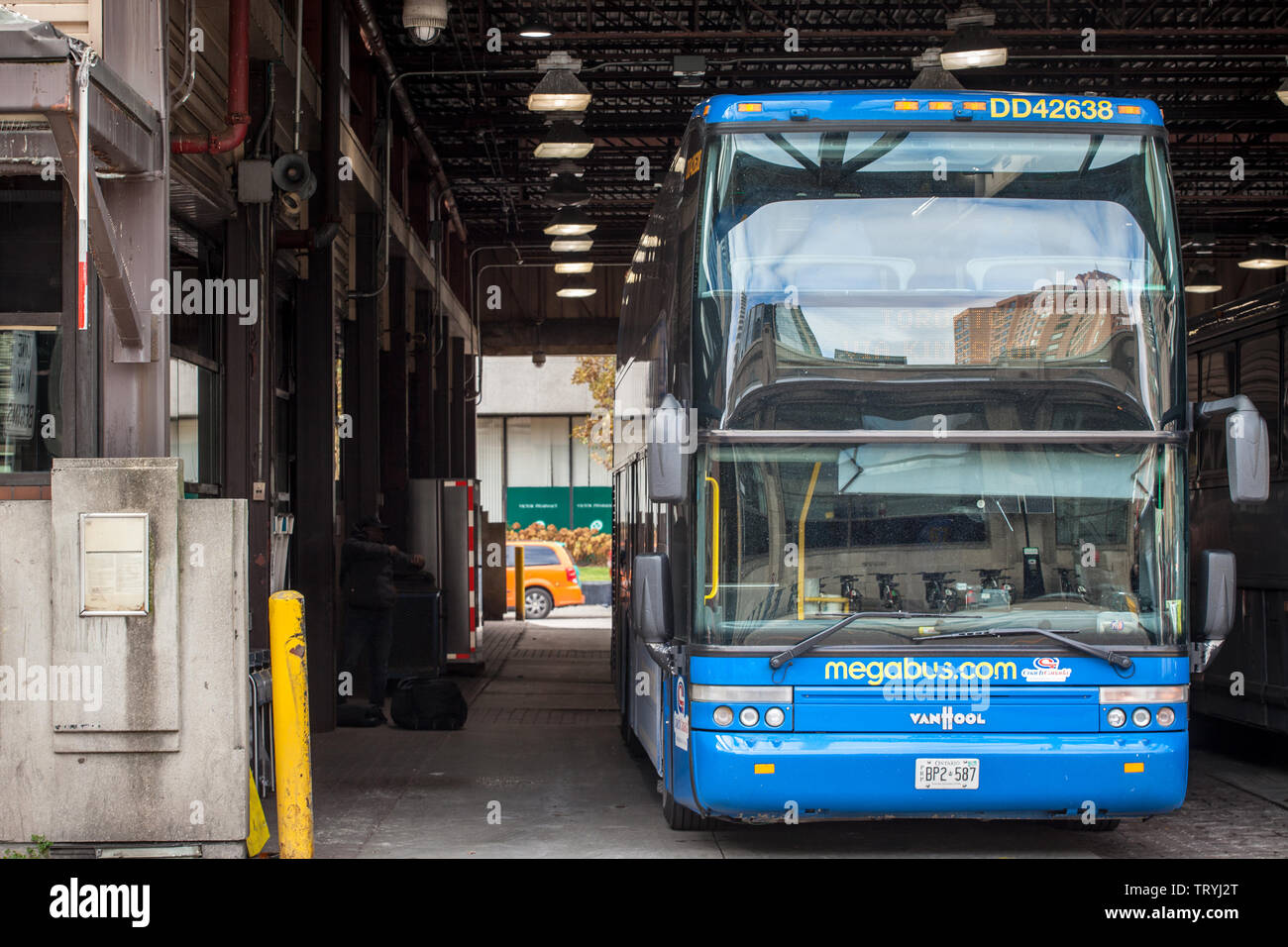 TORONTO, CANADA NOVEMBER 14, 2018 Megabus logo on a motorcoach bus