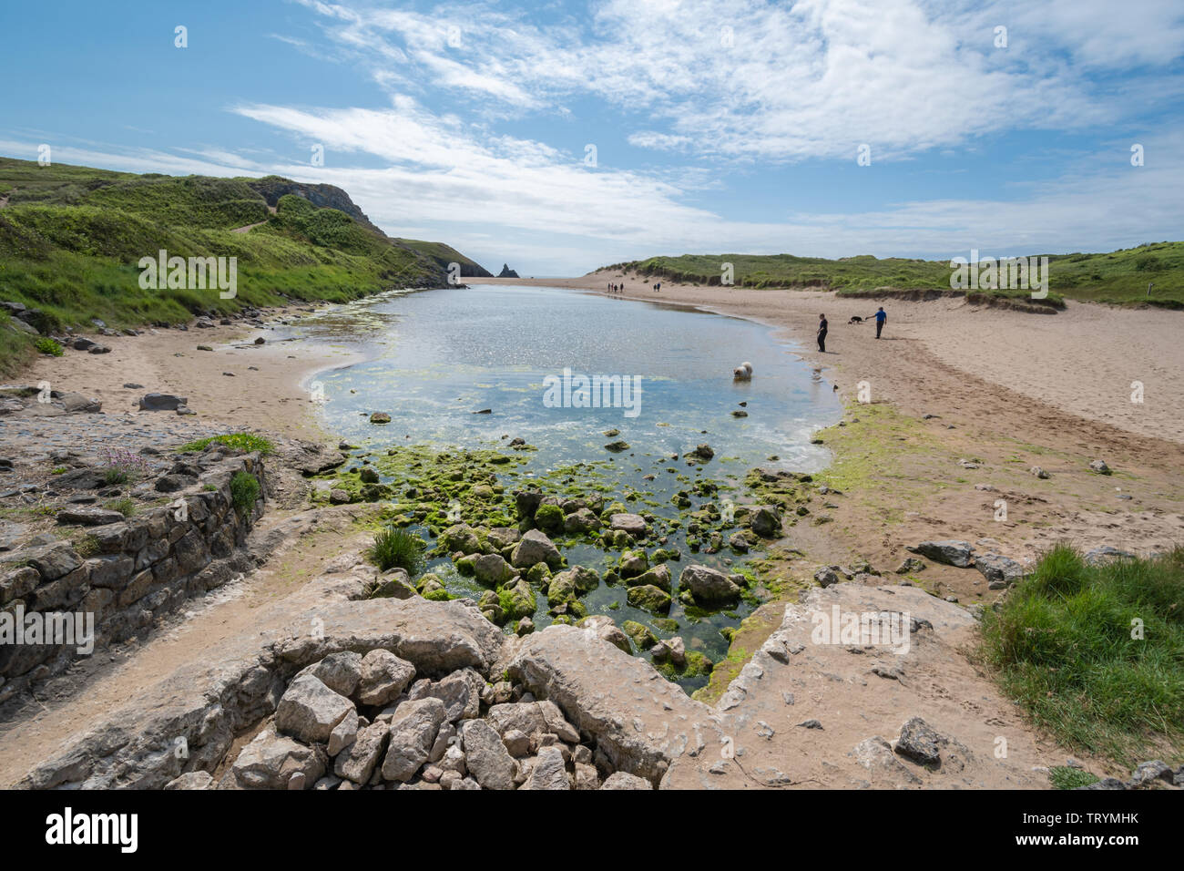 Coastal scenery at Broad Haven beach in Pembrokeshire, Wales Stock Photo