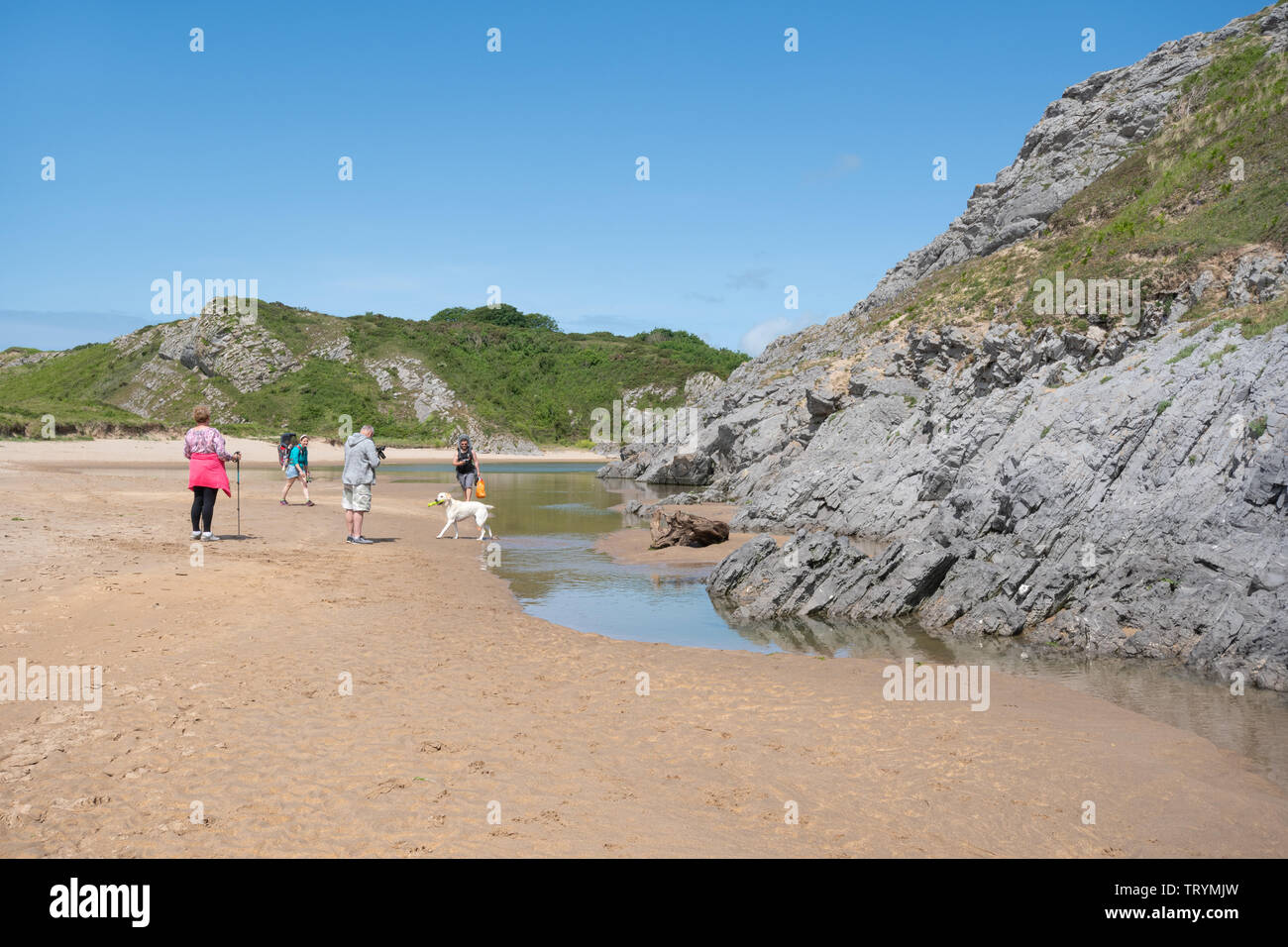 Coastal scenery at Broad Haven beach in Pembrokeshire, Wales Stock Photo