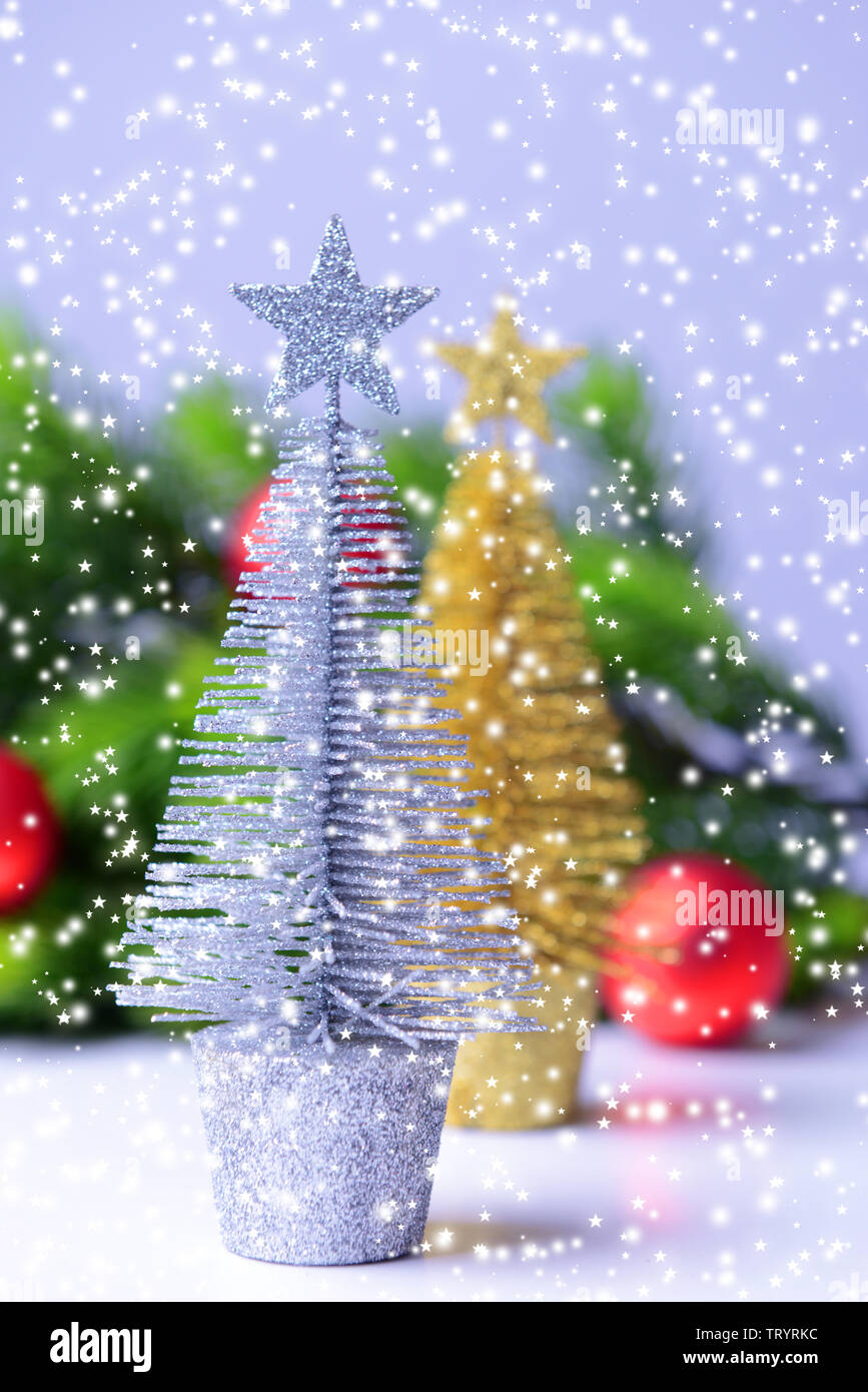 Decorative Christmas trees, fir tree branch, isolated on white Stock ...
