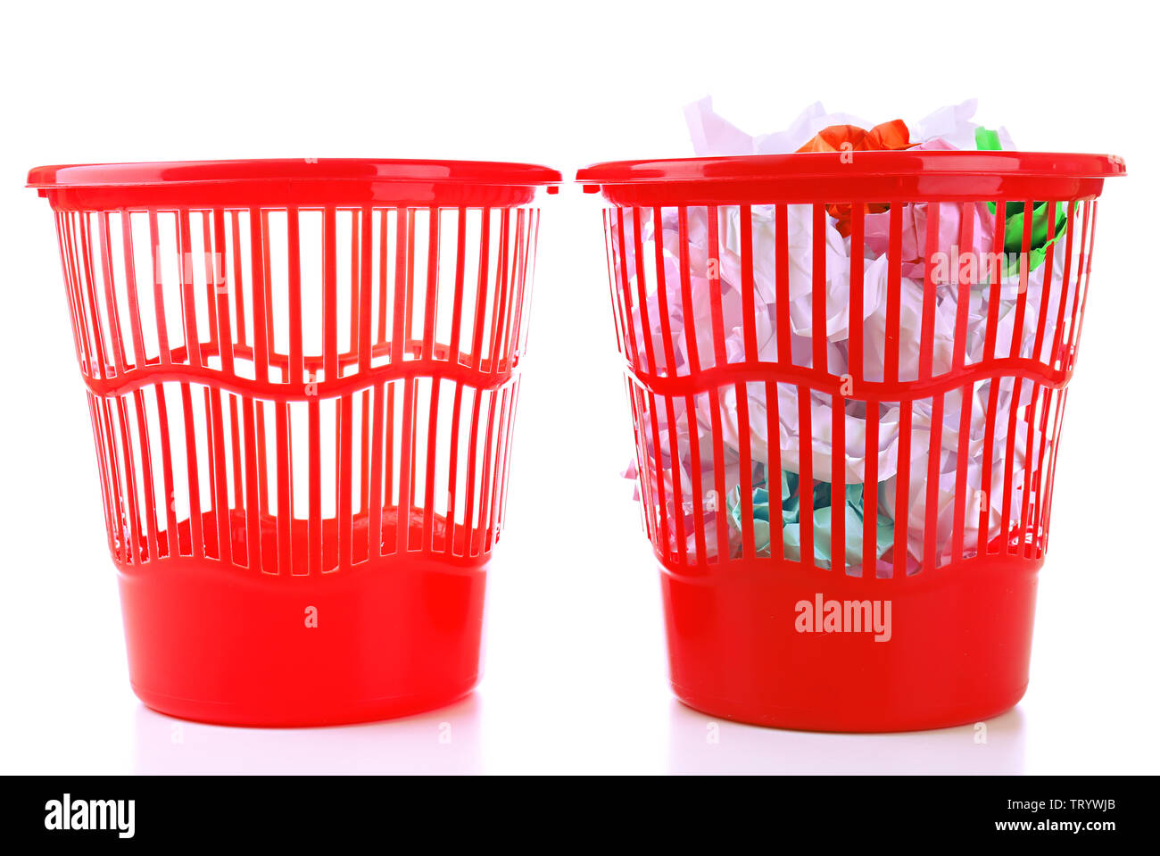 Full and empty garbage bins, isolated on white Stock Photo Alamy
