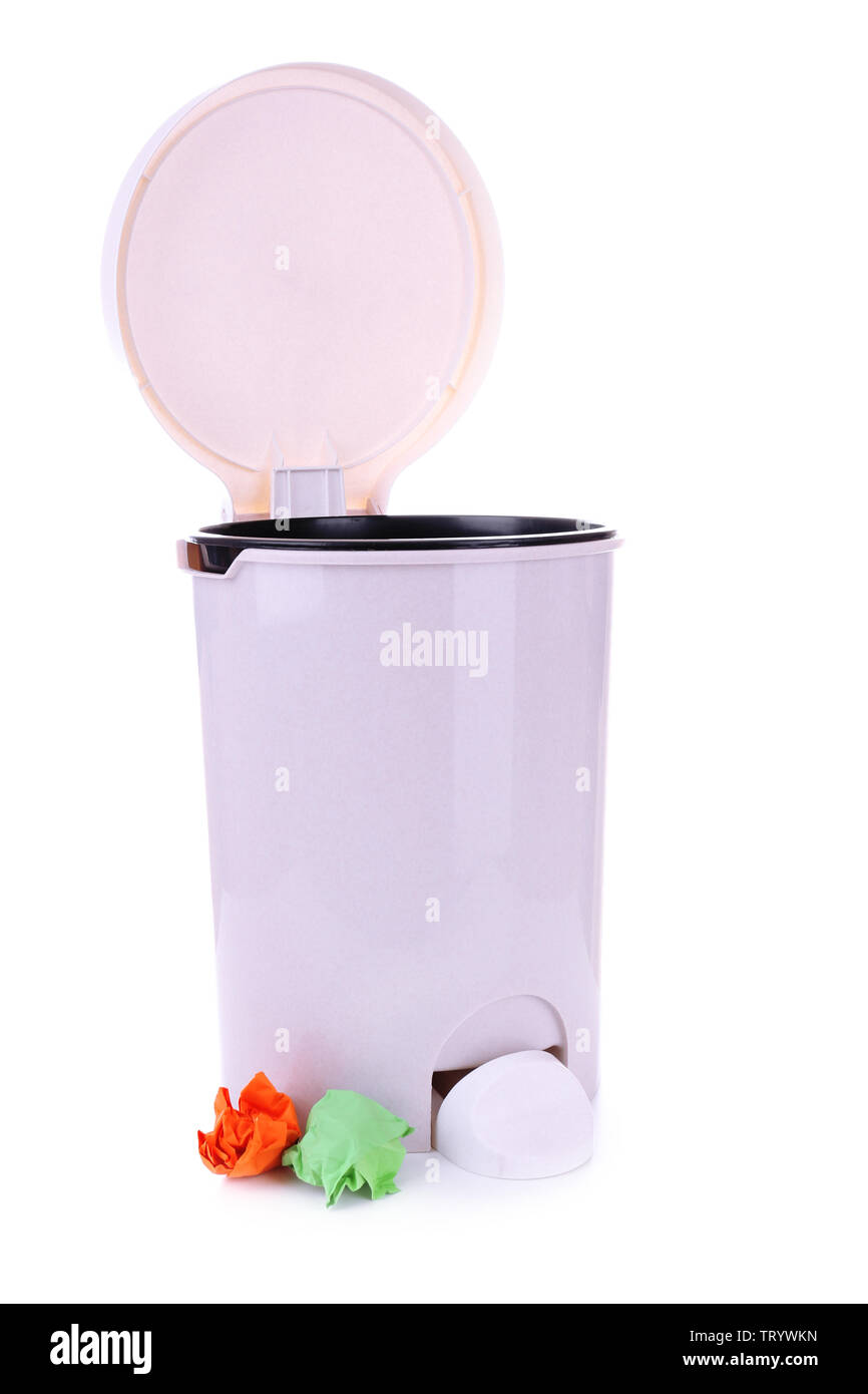 Garbage bin, isolated on white Stock Photo - Alamy