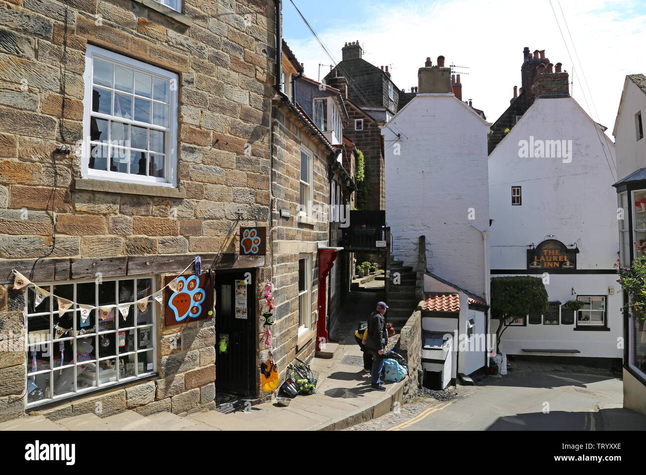 Paws pet store and Laurel Inn, New Road, Robin Hood's Bay, Borough of