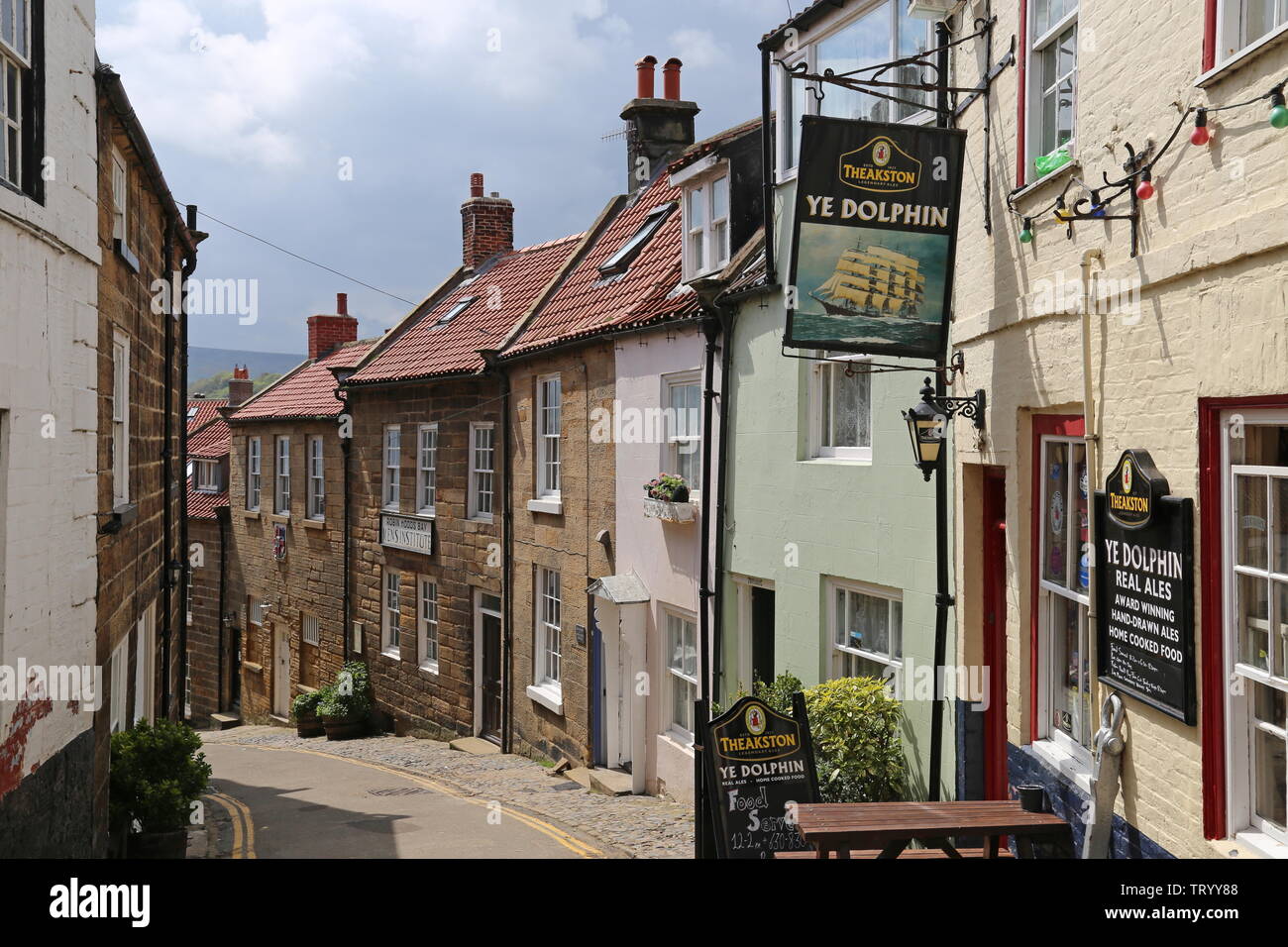 Ye Dolphin, King Street, Robin Hood's Bay, Borough of Scarborough, North Yorkshire, England, Great Britain, United Kingdom, UK, Europe Stock Photo