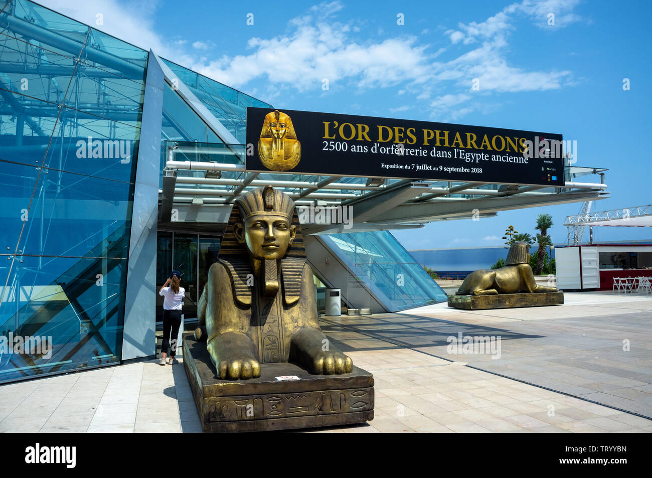 Ancient Egypt exhibition in Grimaldi Forum in Monaco in summer 2018 Stock Photo