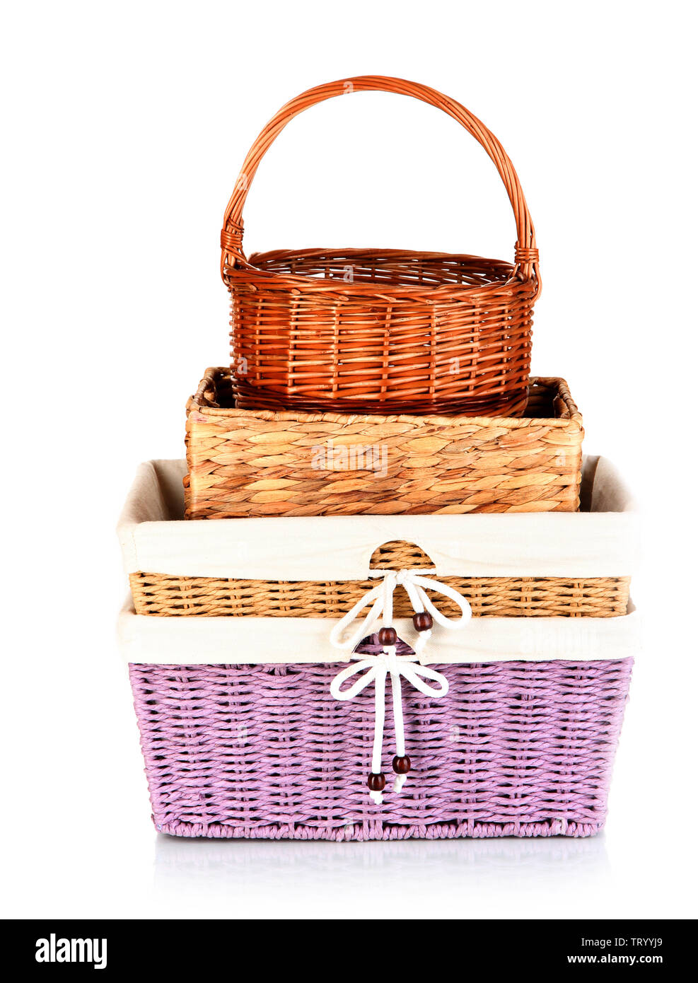 Many different baskets isolated on white Stock Photo Alamy