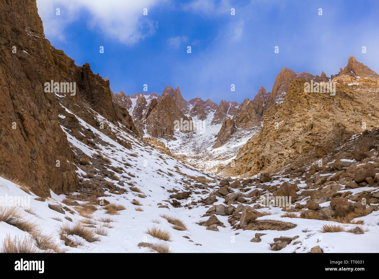 Ladakh India landscape in winter after snowfall Stock Photo