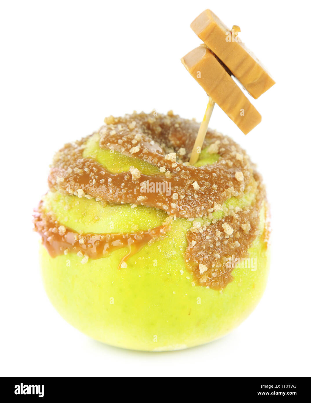 Homemade taffy apple, isolated on white Stock Photo Alamy