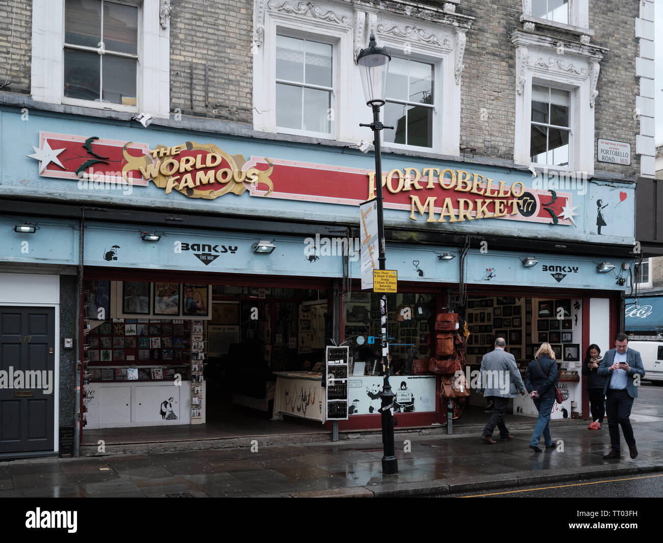 Shops along Portobello Road, Notting Hill, London, UK. Portobello Road Market. Stock Photo
