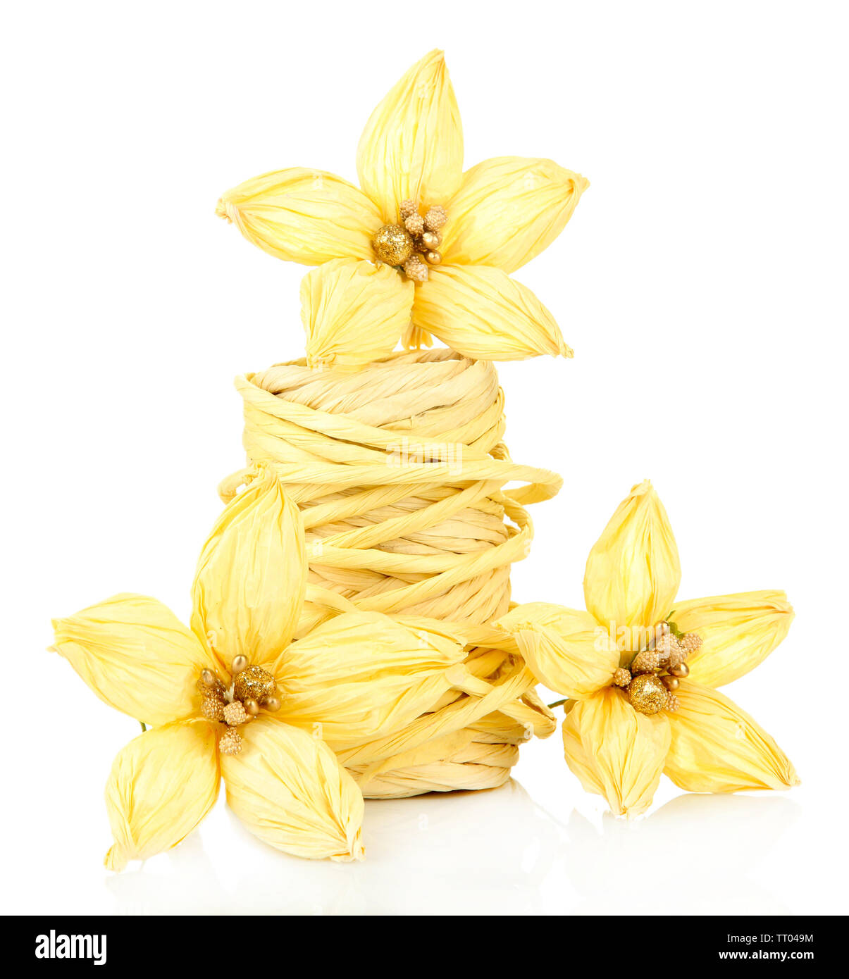 Decorative straw for hand made and flowers of straw, isolated on white ...