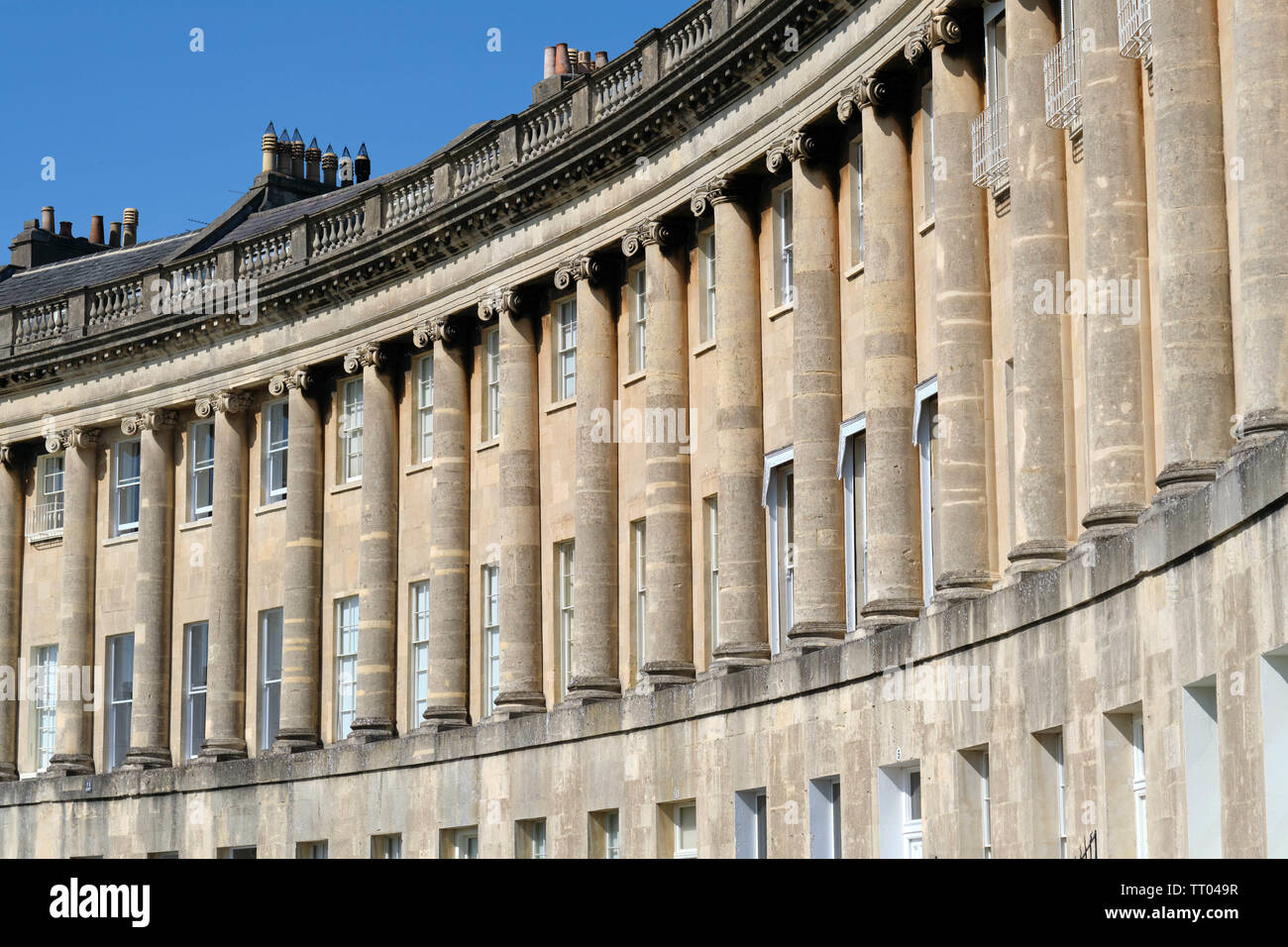 Royal Crescent, Bath, England, UK. Designed by architect John Wood the Younger in the Palladian style. Stock Photo