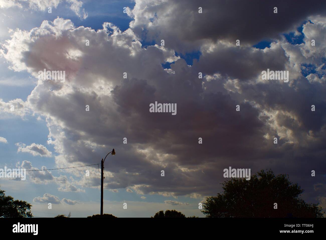 Late Afternoon Cloud Formations forming over Canyon, Texas Stock Photo