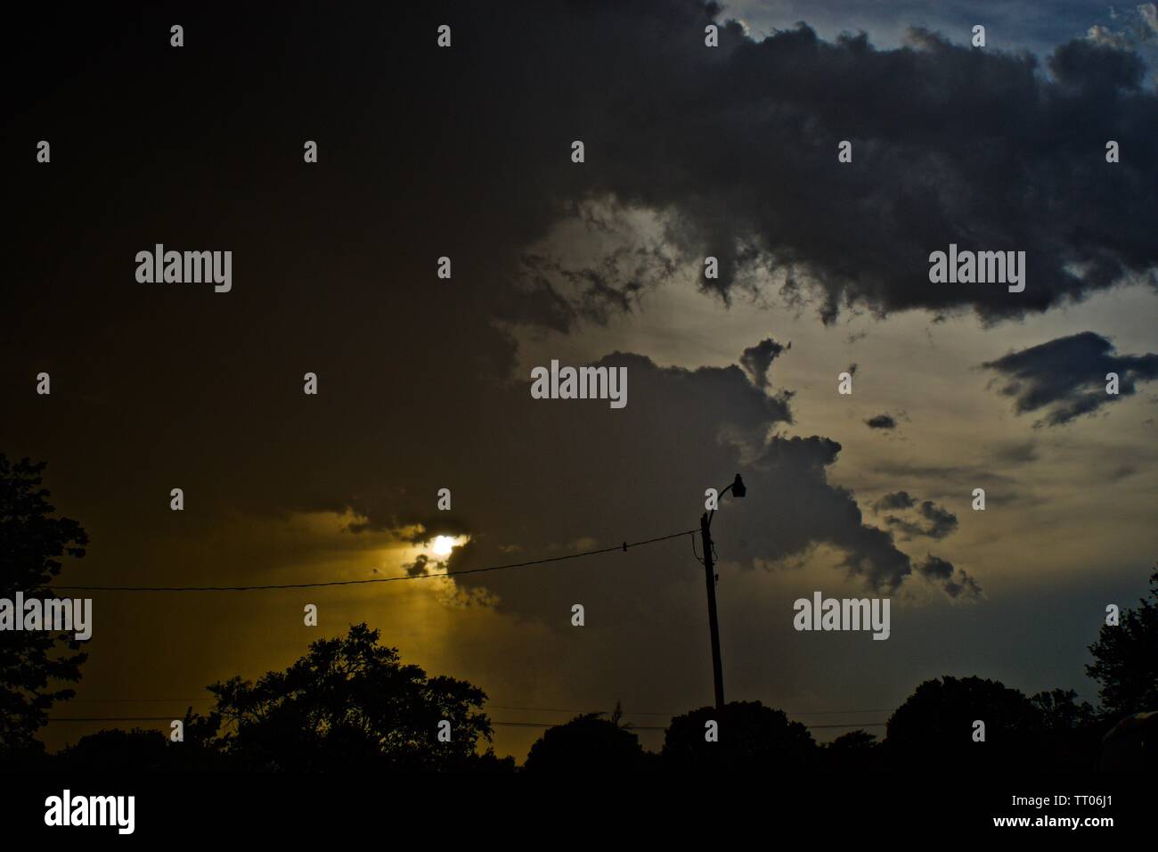 Late Afternoon Cloud Formations forming over Canyon, Texas Stock Photo