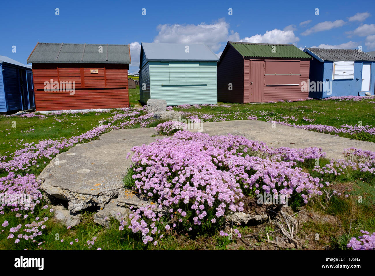 Huts at Portland Bill, Dorset Stock Photo Alamy