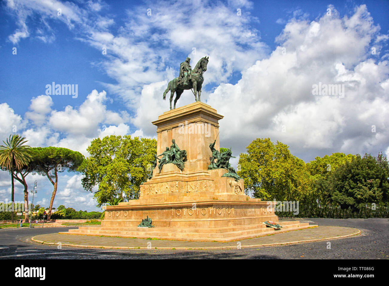 Giuseppe Garibaldi statue in Janiculum promenade. Rome; Italy Stock Photo