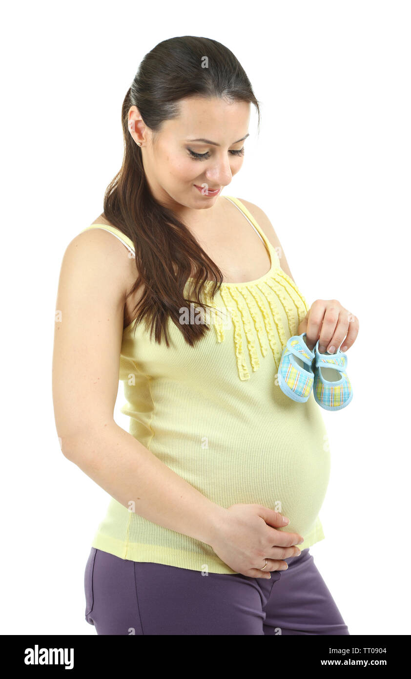 Pregnant young woman blue shirt hi-res stock photography and images - Alamy