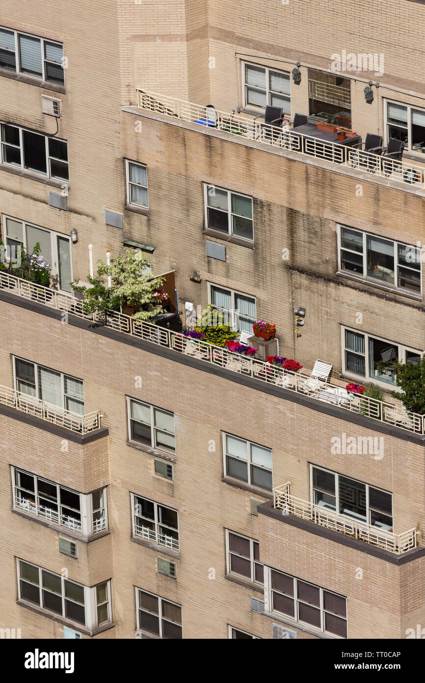 Overview of Murray Hill Buildings with Balcony Gardens, New York City