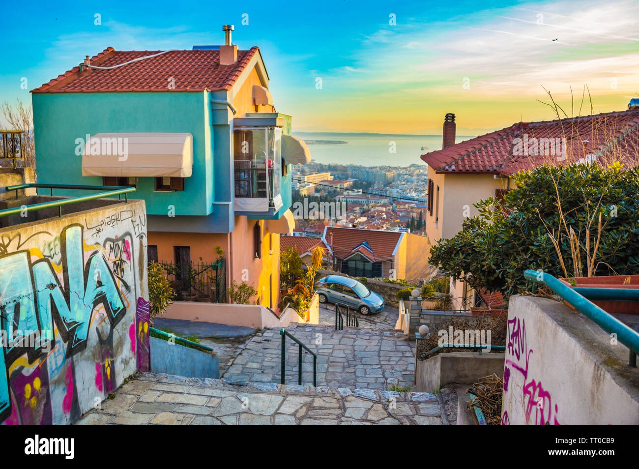 Ano Poli Kastra Thessaloniki Greece Stock Photo - Alamy