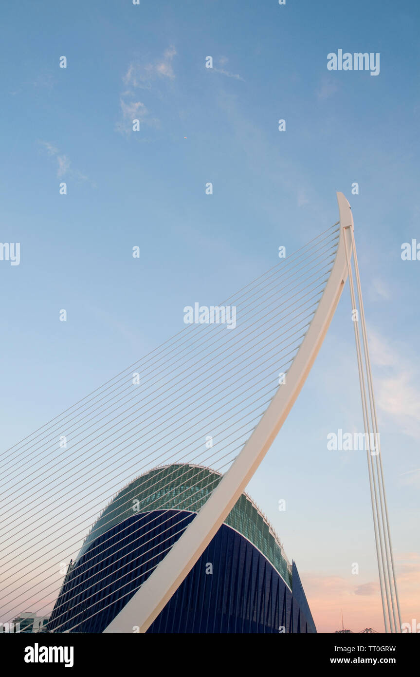 L'Assut d'Or bridge and The Agora, by Santiago Calatrava. City of Arts and Sciences, Valencia, Spain. Stock Photo