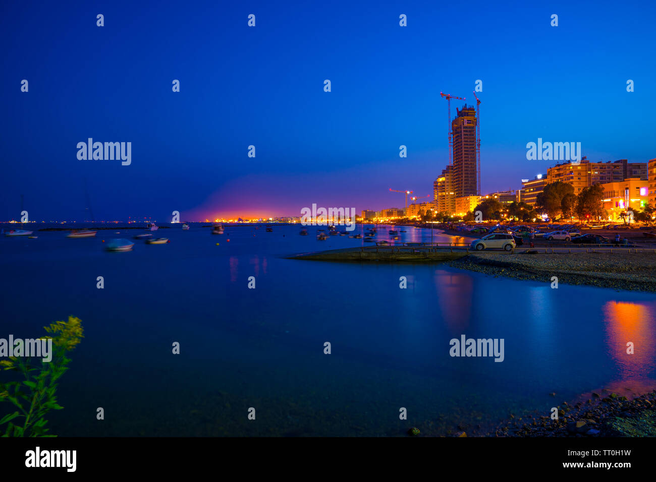 ONE TOWER - the tallest residential seafront tower in Europe, at 170 meters above ground. It is situated in a prime location, in the heart of Limassol. Stock Photo