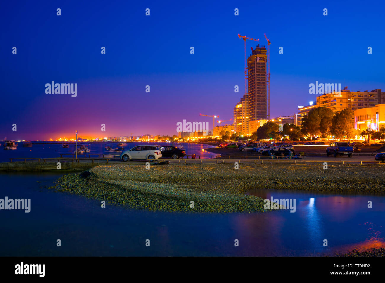 ONE TOWER - the tallest residential seafront tower in Europe, at 170 meters above ground. It is situated in a prime location, in the heart of Limassol. Stock Photo