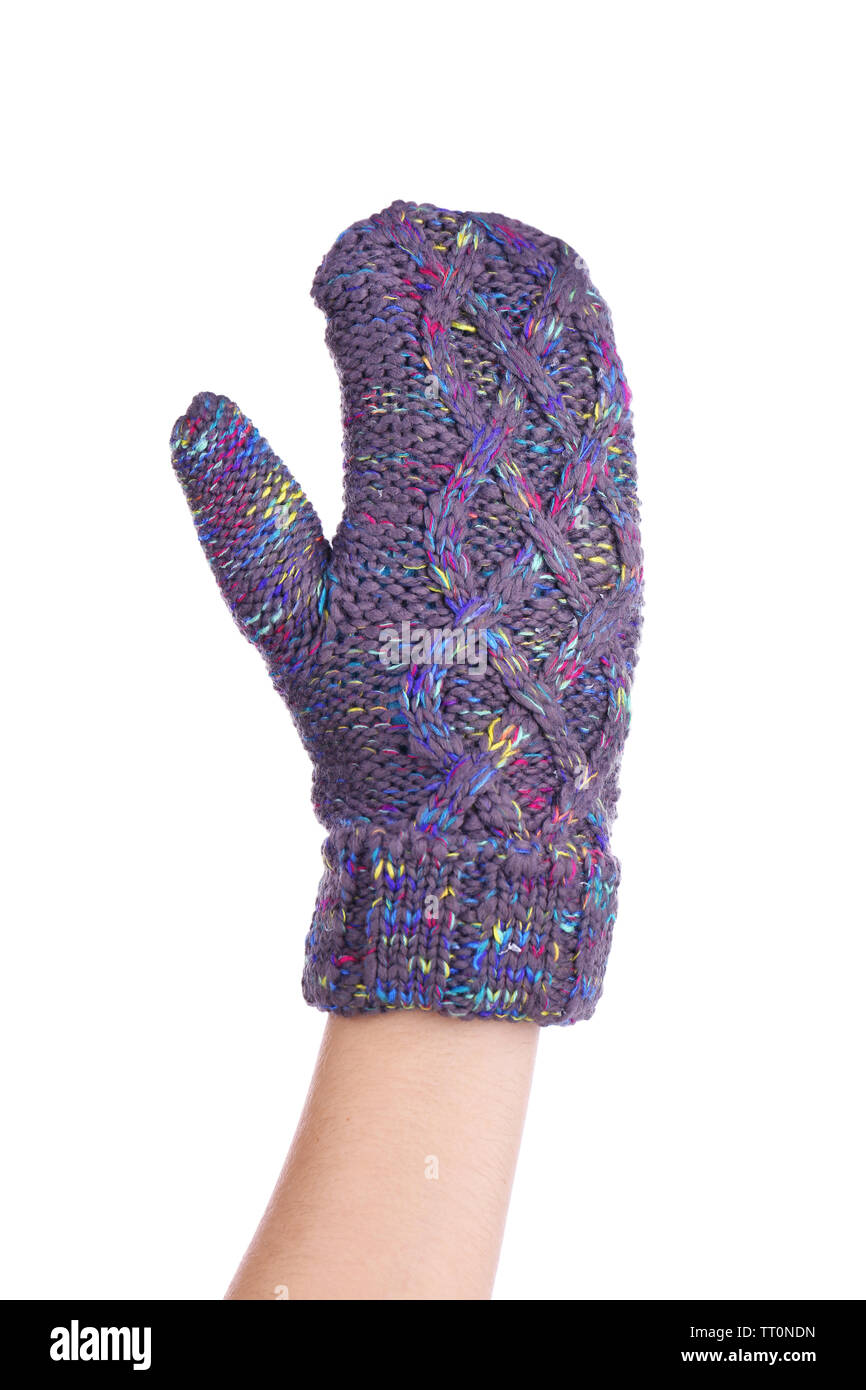 Female hands in mittens isolated on white Stock Photo Alamy