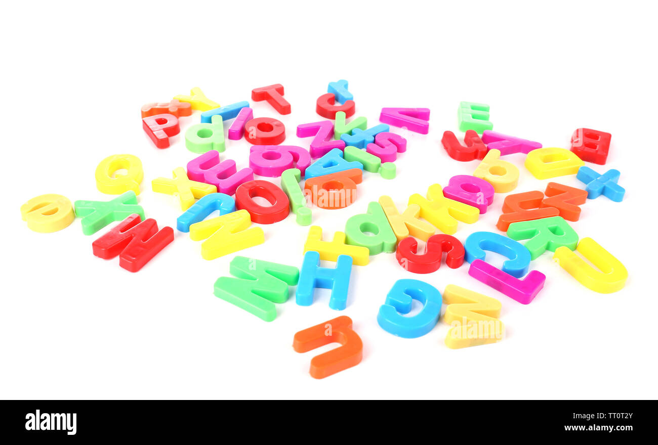 Colorful magnetic letters isolated on white Stock Photo - Alamy