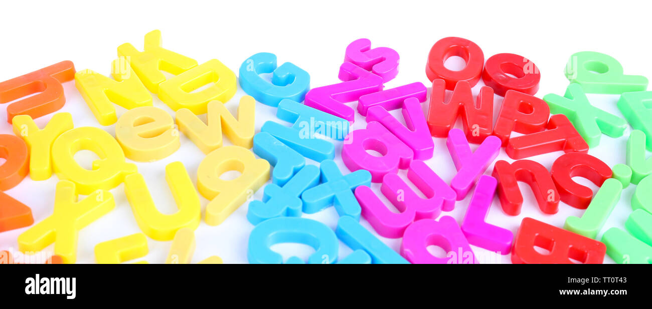 Colorful magnetic letters isolated on white Stock Photo - Alamy
