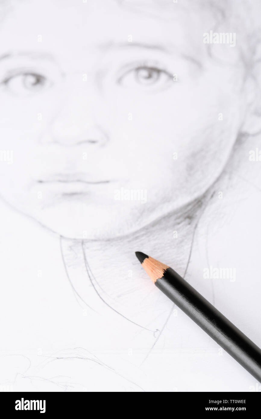 Black drawing pencil on picture isolated on white Stock Photo - Alamy