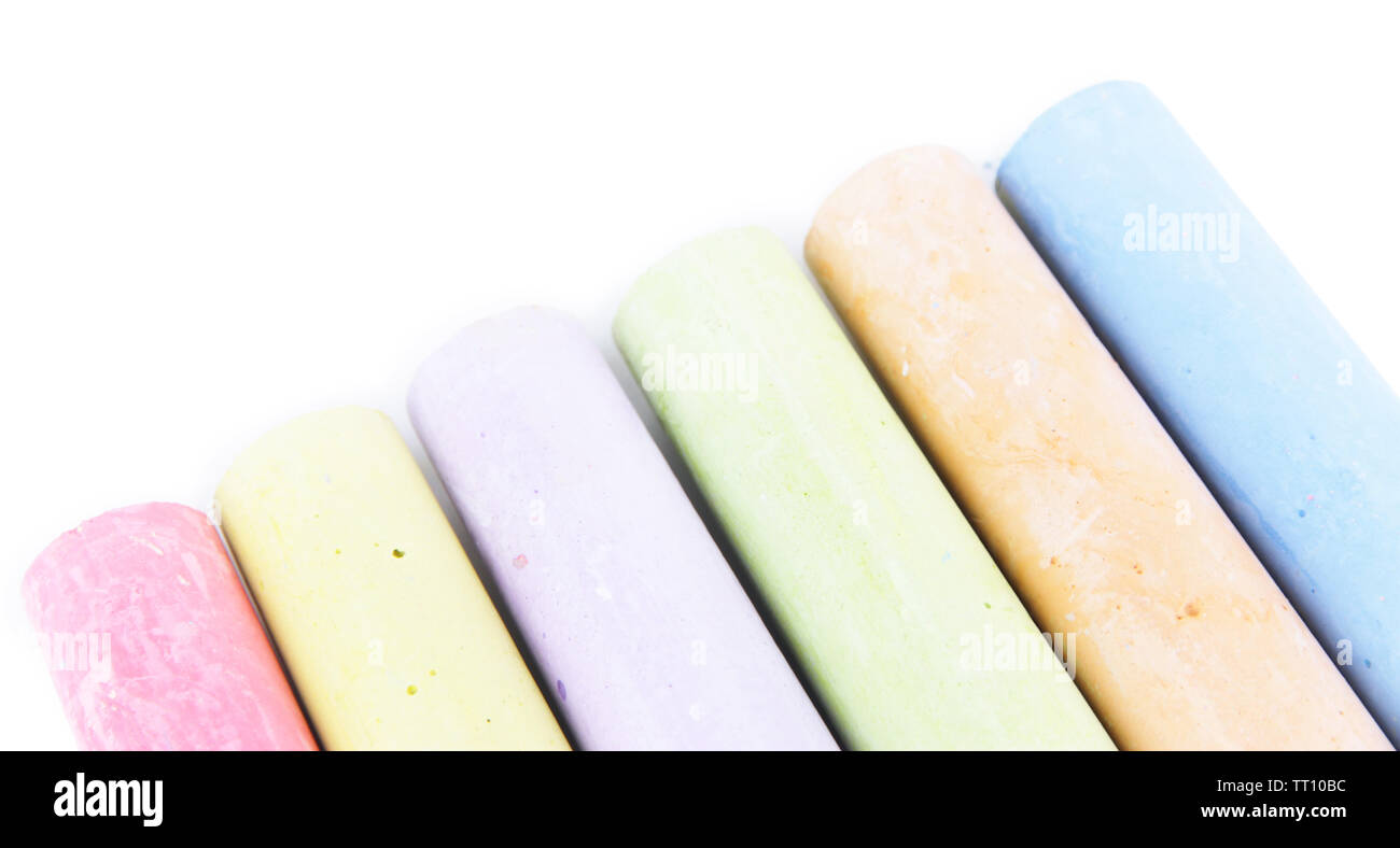 Chalks in variety of colors, isolated on white Stock Photo Alamy