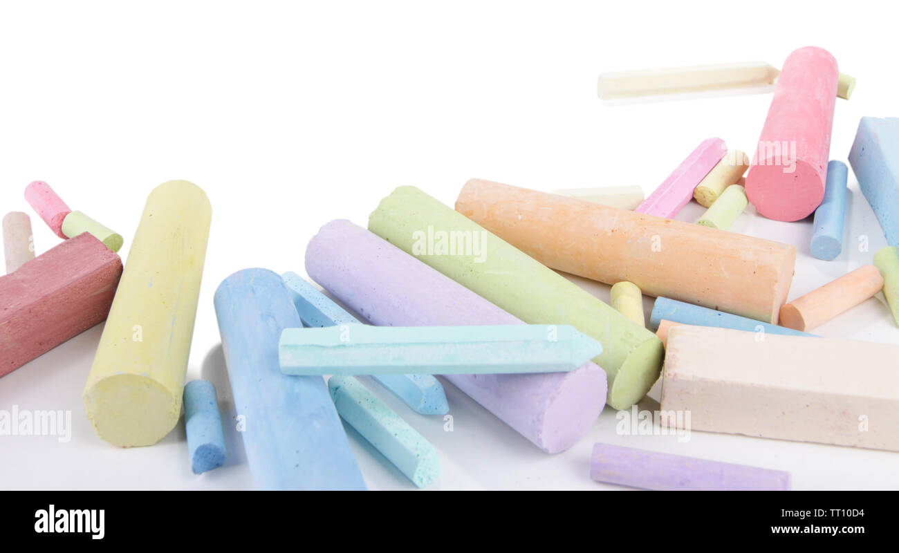 Chalks in variety of colors, isolated on white Stock Photo - Alamy
