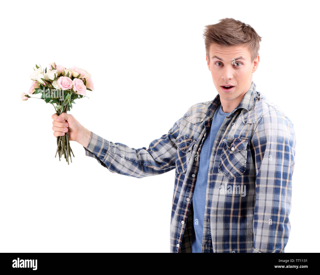 Portrait of handsome young man isolated on white Stock Photo - Alamy