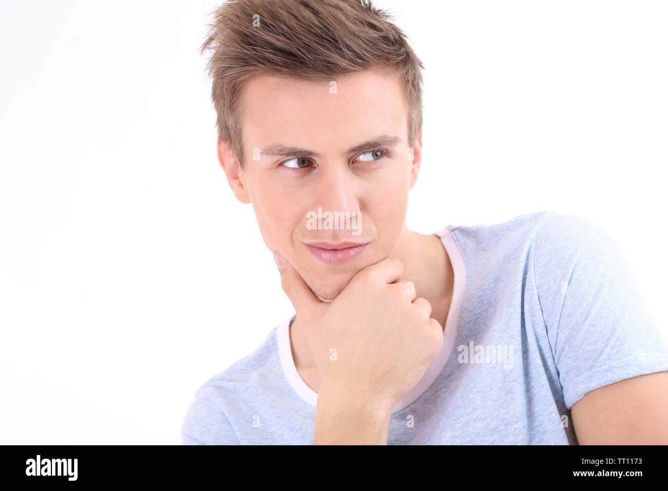 Portrait of handsome young man isolated on white Stock Photo - Alamy