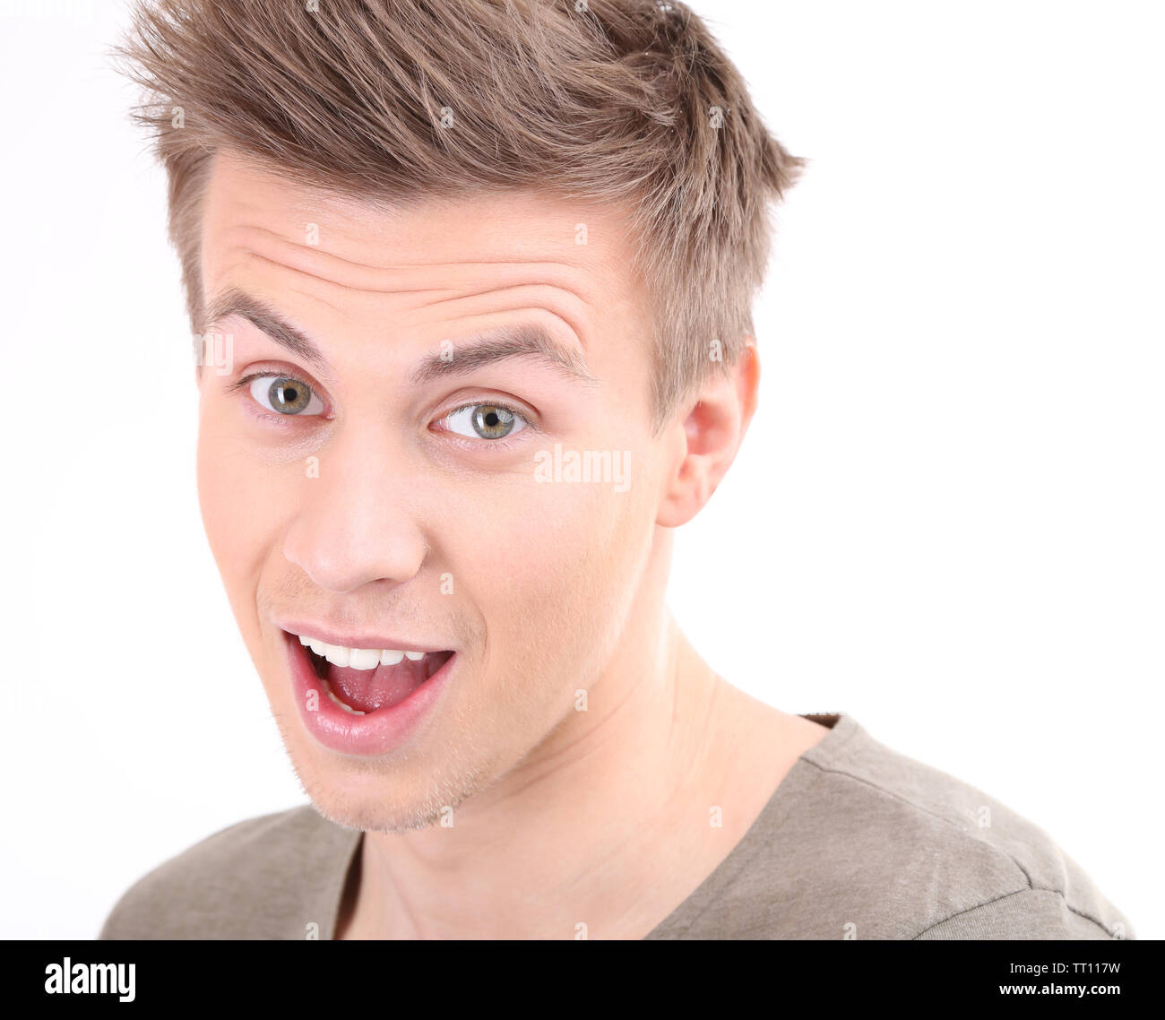 Portrait of handsome young man isolated on white Stock Photo - Alamy