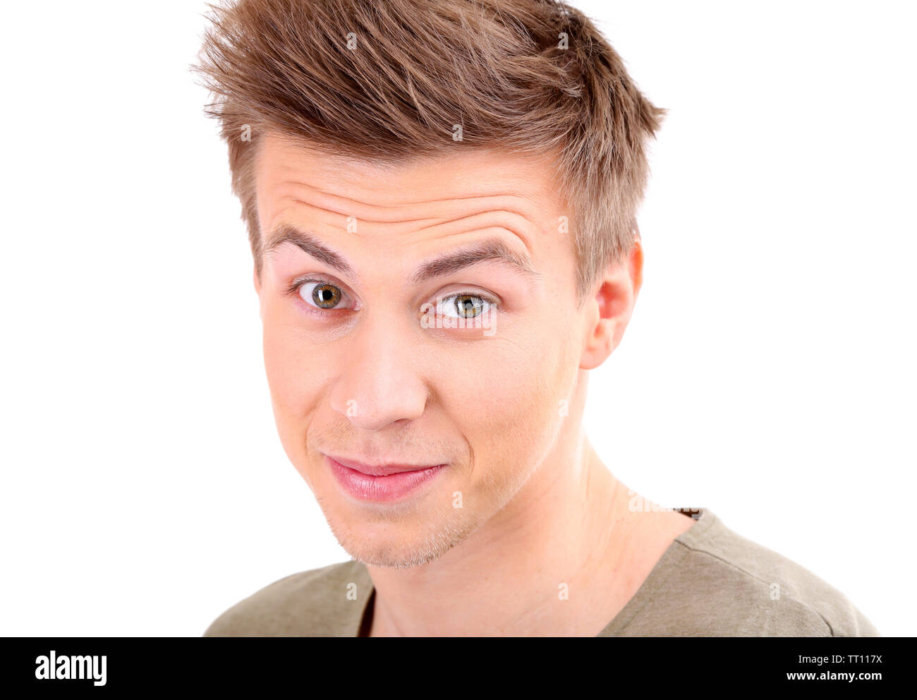 Portrait of handsome young man isolated on white Stock Photo - Alamy