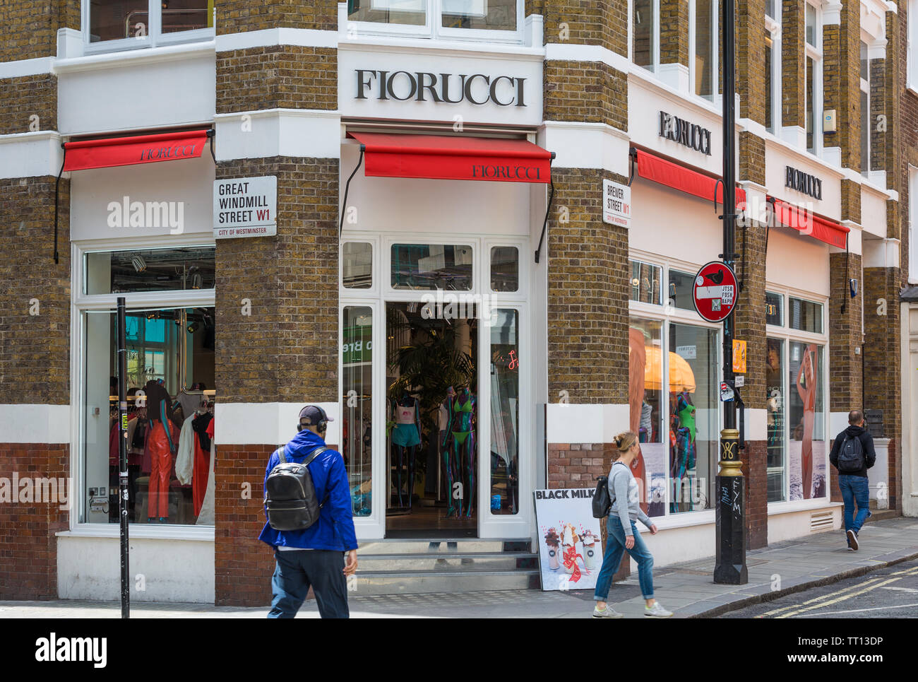 Fiorucci clothing shop on the corner of Brewer Street and Great windmill  Street, Soho, London Stock Photo - Alamy