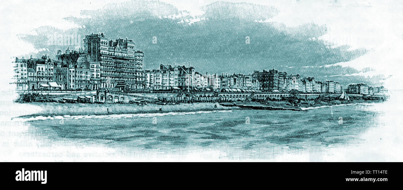 King's Road, seafront and beach, Brighton UK in Victorian times Stock Photo
