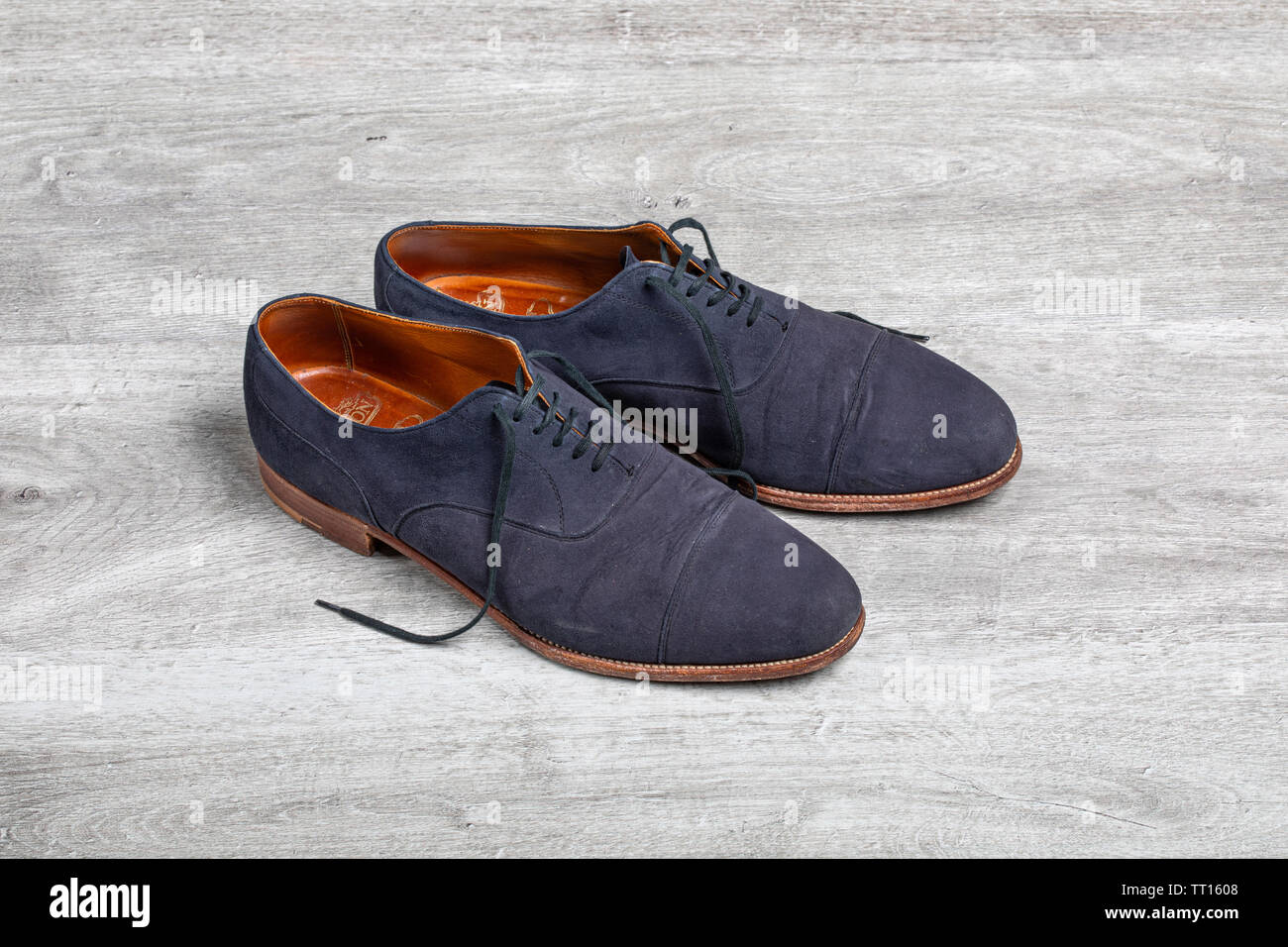 Blue suede shoes Stock Photo
