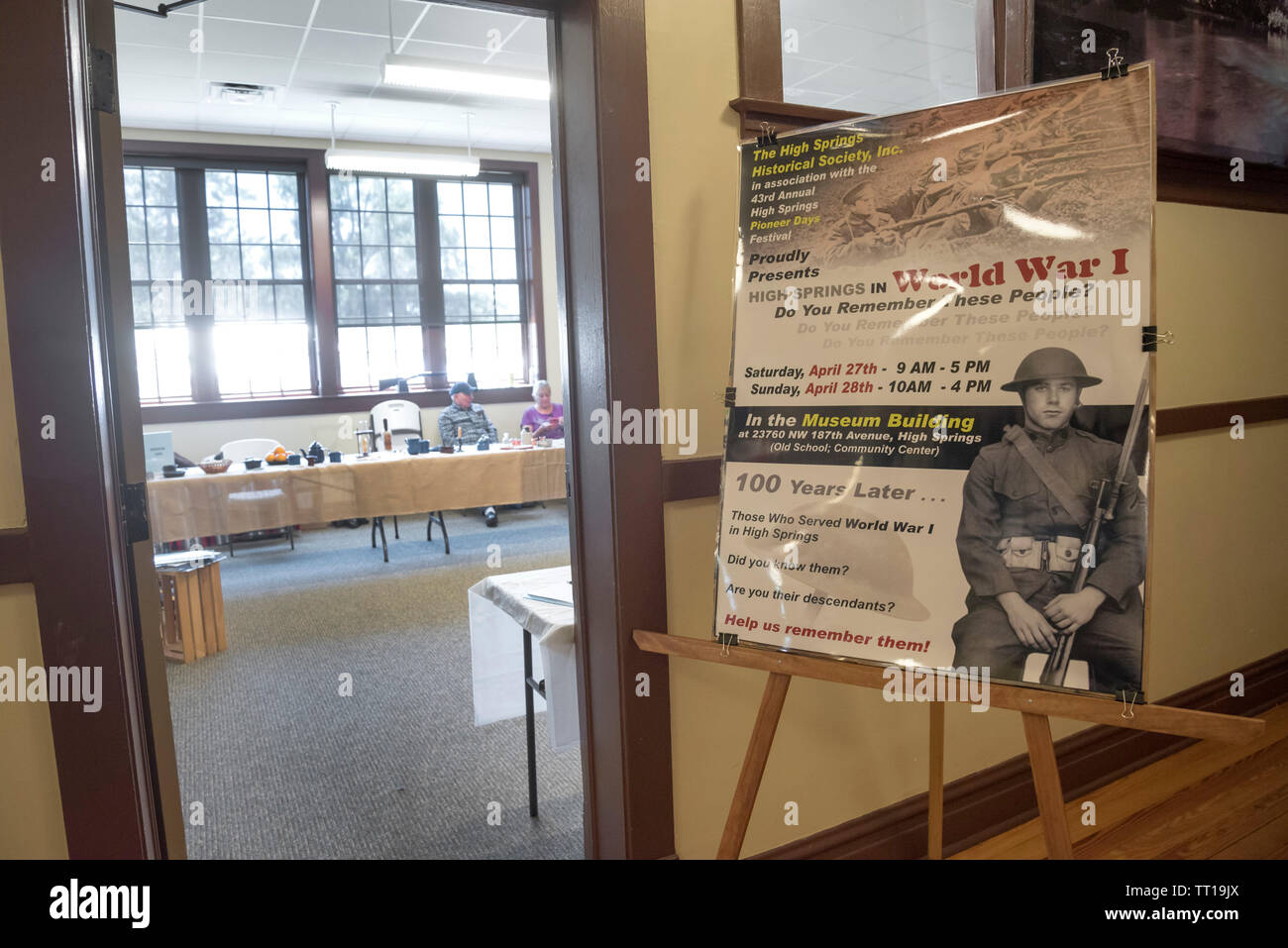 Pioneer Days small town annual celebration in North Central Florida. High Springs Historical Society remembrance of WW 1. Stock Photo