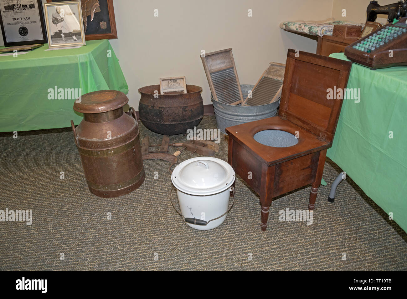 Pioneer Days small town annual celebration in North Central Florida. Museum display of old and antique items, High Springs, FL. Stock Photo