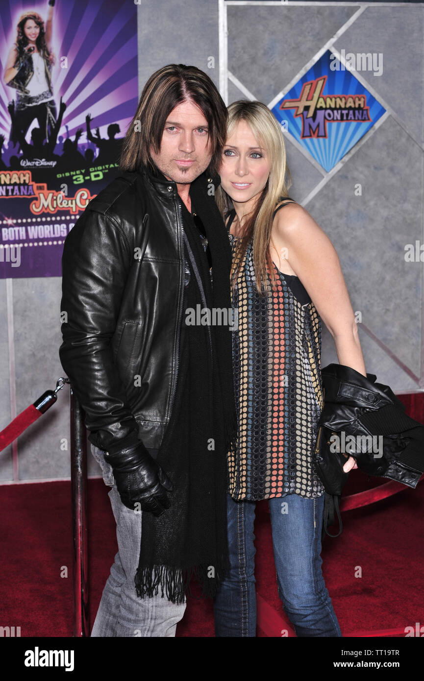 Los Angeles Ca January 17 2008 Billy Ray Cyrus Wife Leticia Tish Cyrus At The World Premiere Of Hannah Montana Miley Cyrus Best Of Both Worlds Concert At The El