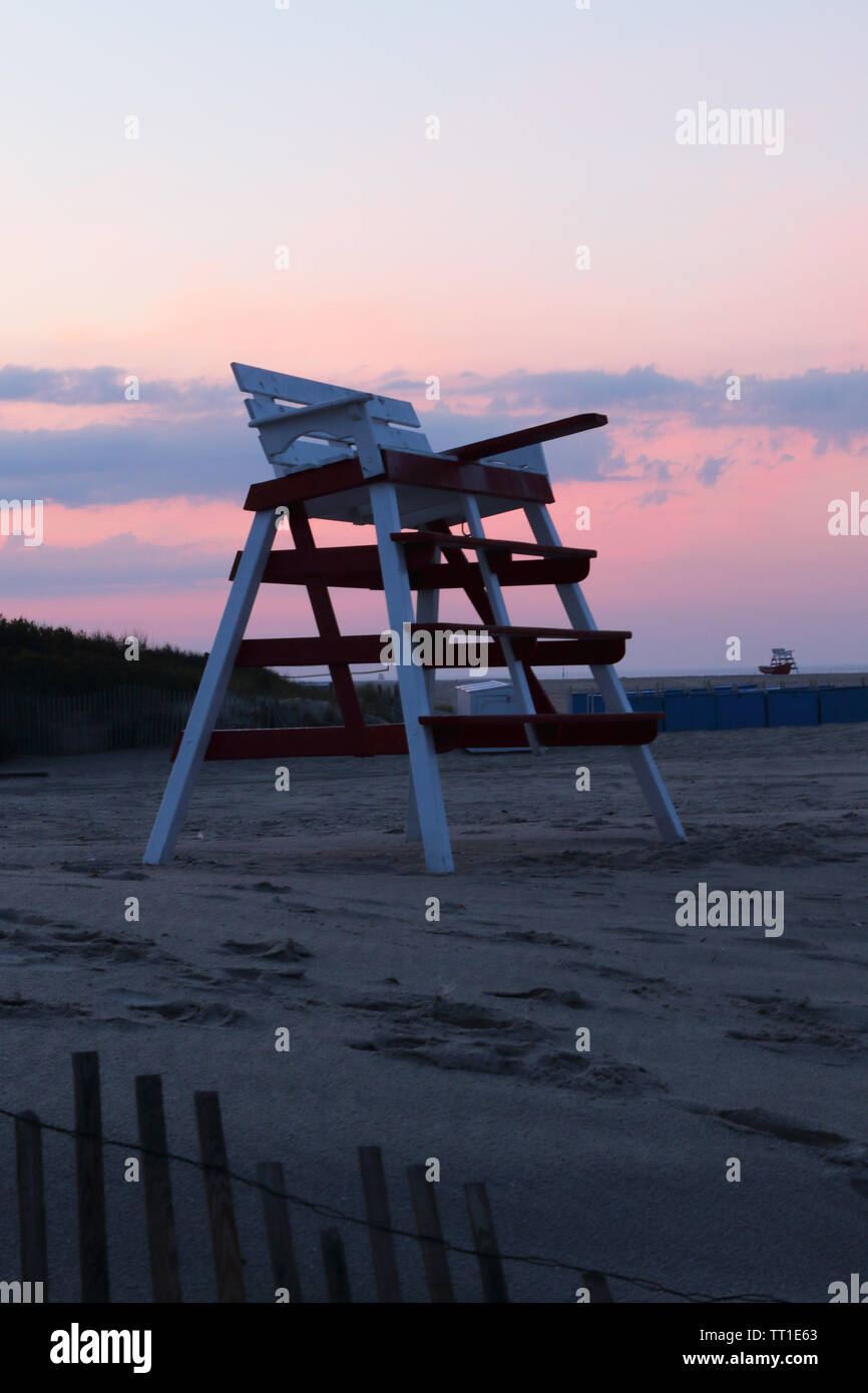 A lifeguard's chair on the beach in Cape May, New Jersey, USA Stock