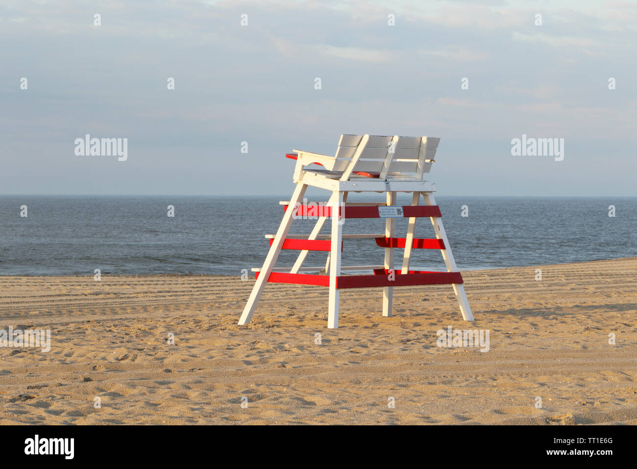 A lifeguard's chair on the beach in Cape May, New Jersey, USA Stock