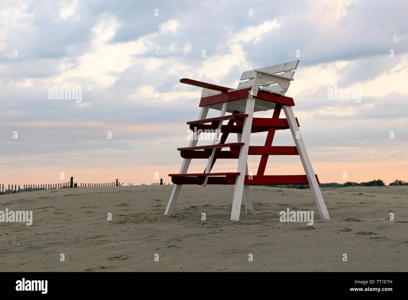 A lifeguard's chair on the beach in Cape May, New Jersey, USA Stock