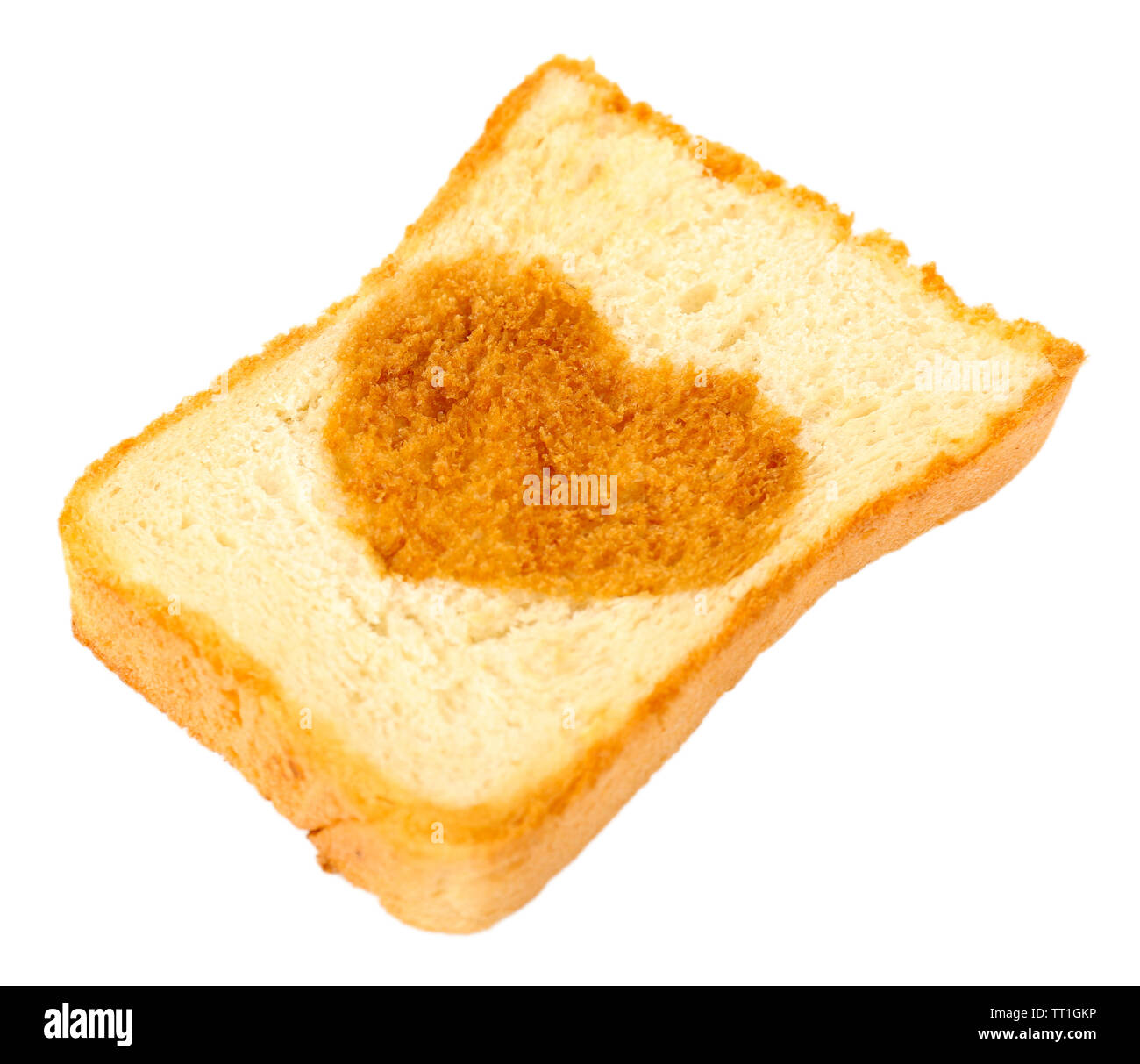 Delicious toast with heart isolated on white Stock Photo Alamy