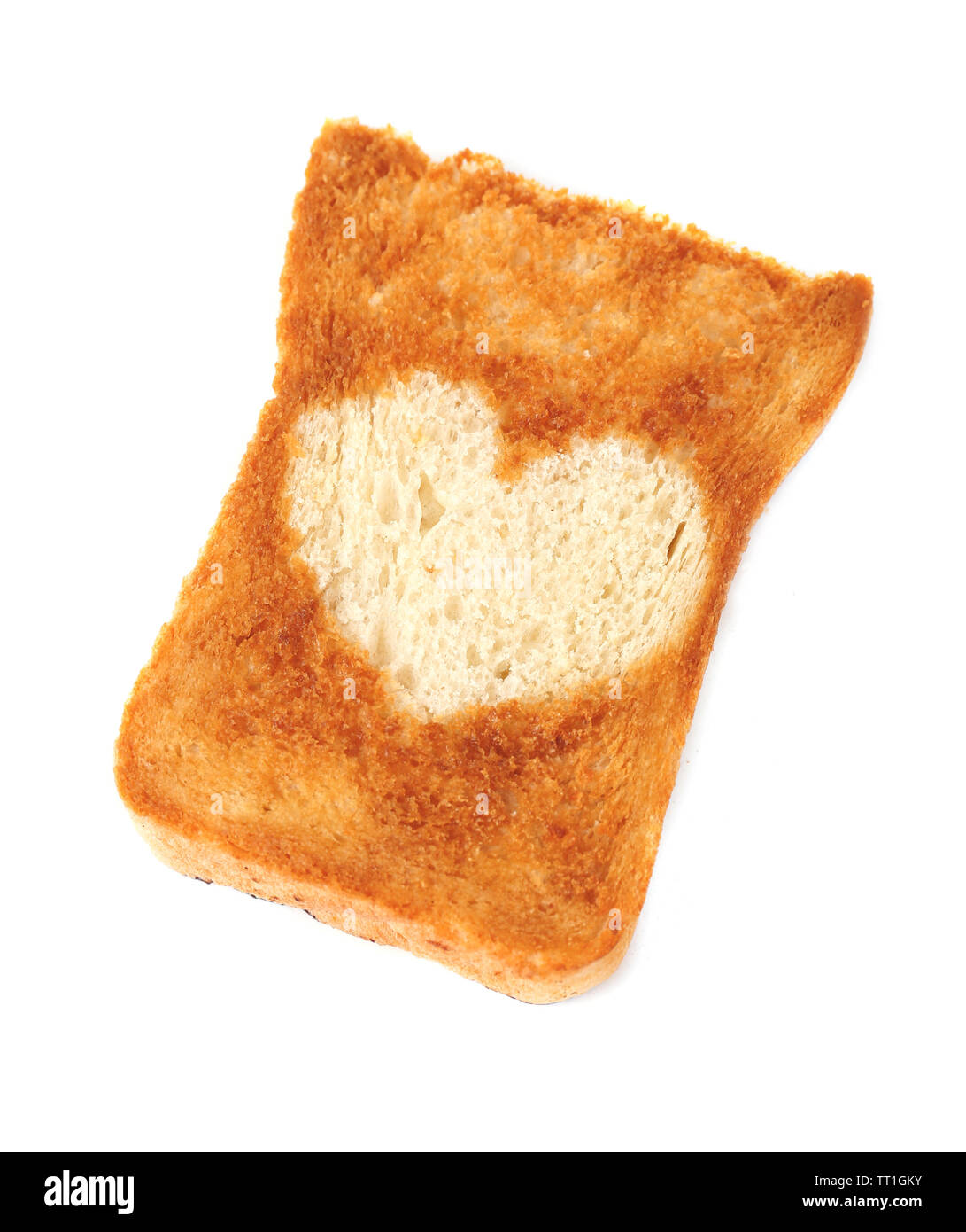 Delicious toast with heart isolated on white Stock Photo Alamy